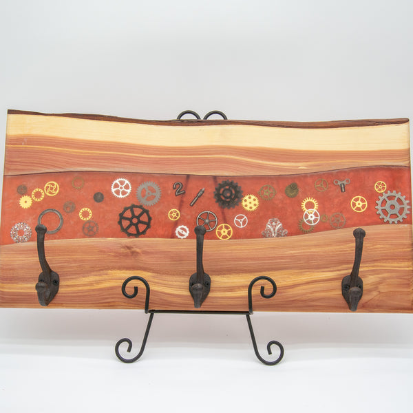 Western Red Cedar and Red River Steampunk Style Coat Rack