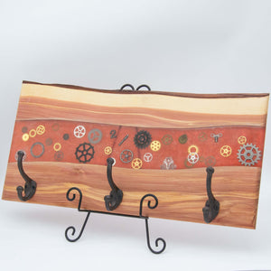 Western Red Cedar and Red River Steampunk Style Coat Rack