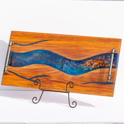 Blue, Green and Copper River Canary Wood Charcuterie Board