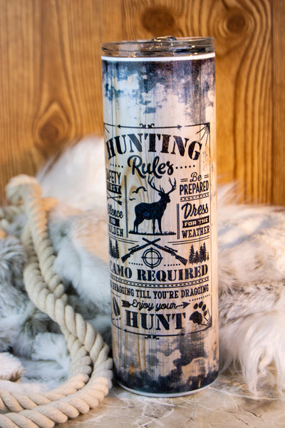 Hunting Rules Sublimation Tumbler, 20 or 30 oz Skinny