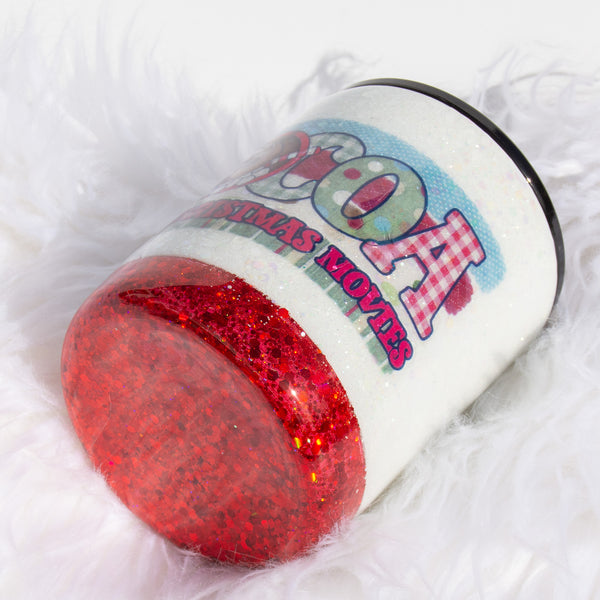 Cocoa and Christmas Movies 10 oz Stubby Glitter Tumbler